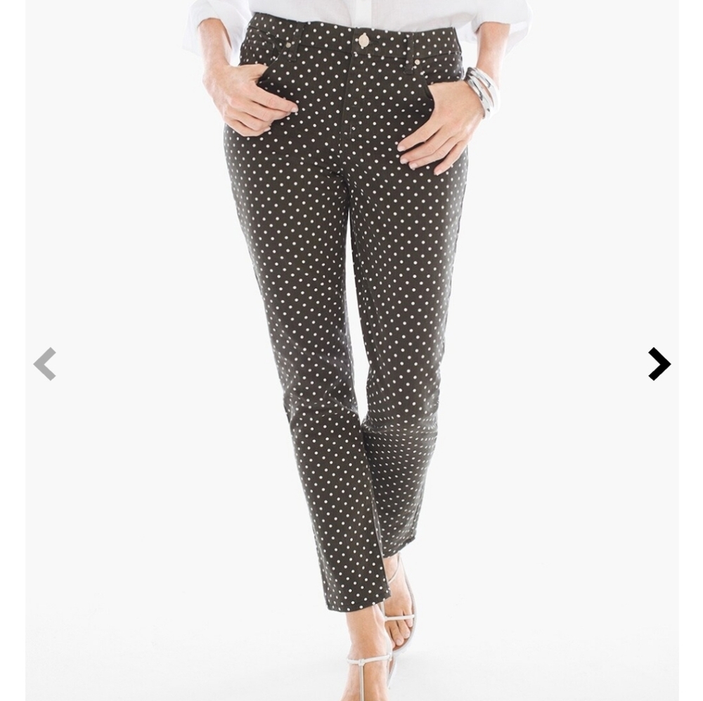 Chico's So Slimming Girlfriend Ankle Polka-dot Jeans Pants size 0.5 small